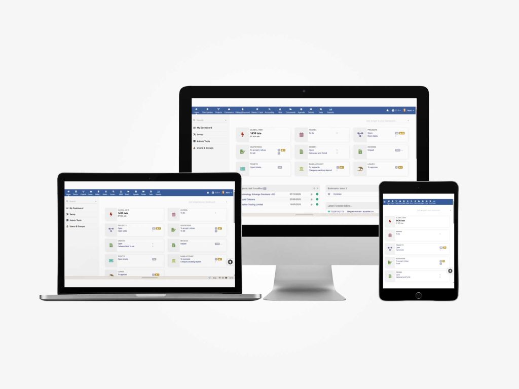 Thrive ERP dashboard on a laptop